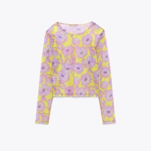 Zara Printed Tulle Shirt S - Picture 4 of 4